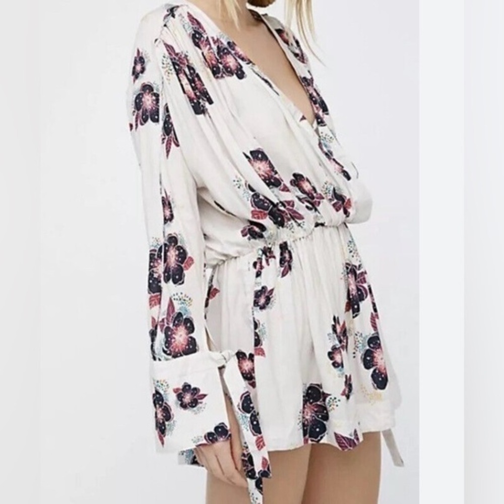 Free People Tuscan Dreams Tunic Top, Blouse, boho floral, long sleeve, b…